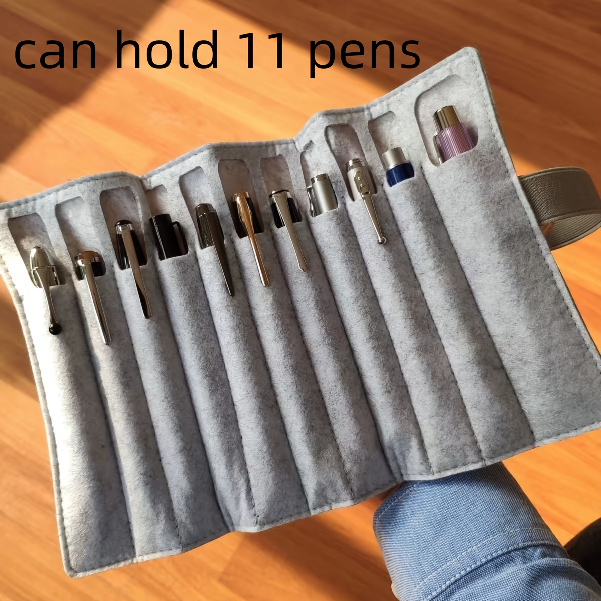 Pen Pouch Roll - 11-Pen Capacity Felt Roll-Up Pen Curtain,