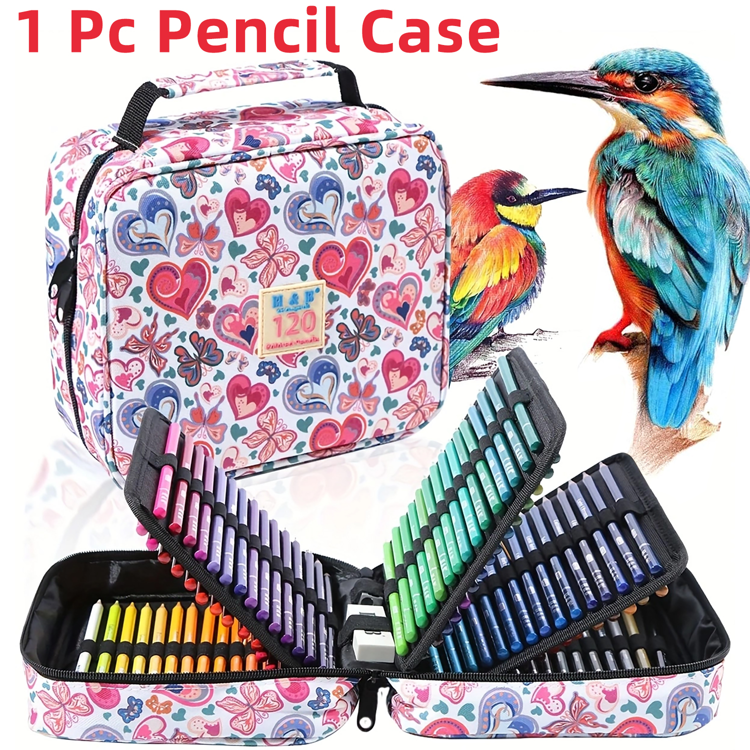 Pen Pouch Roll - 1pc Colored Pencil Case 50/72/120 Slots,