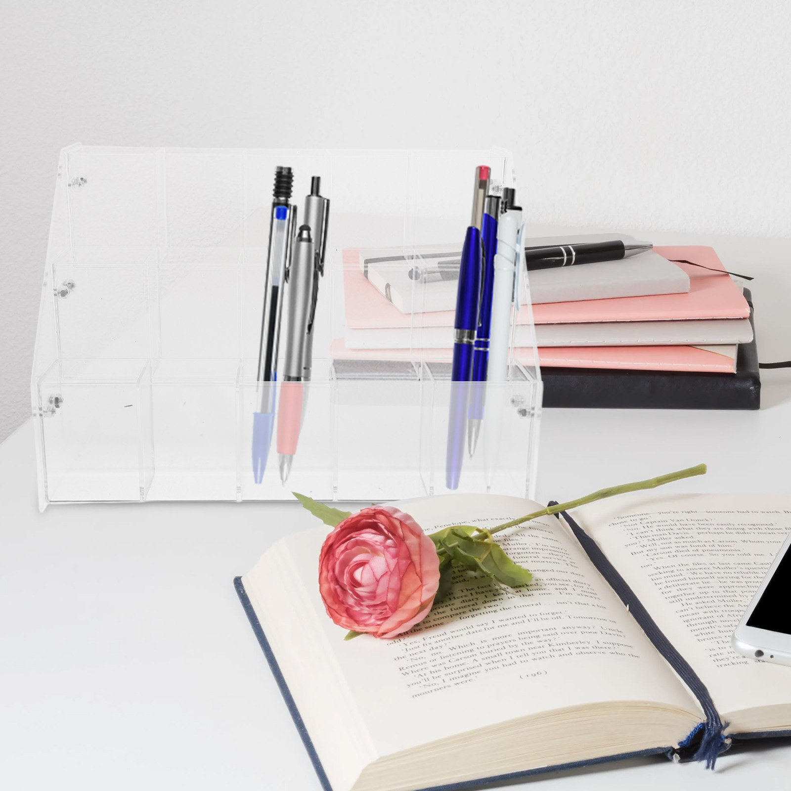 Stationery And Office Supply Stores - Acrylic Pen Display Stand Clear Desk