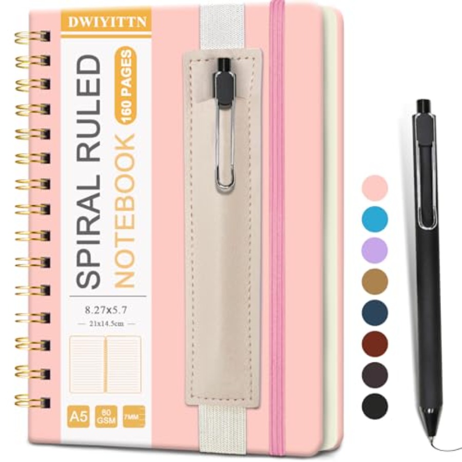 A5 Spiral Notebook w/ Pen, 5.7 - Journal Leather Hardcover recension och pris