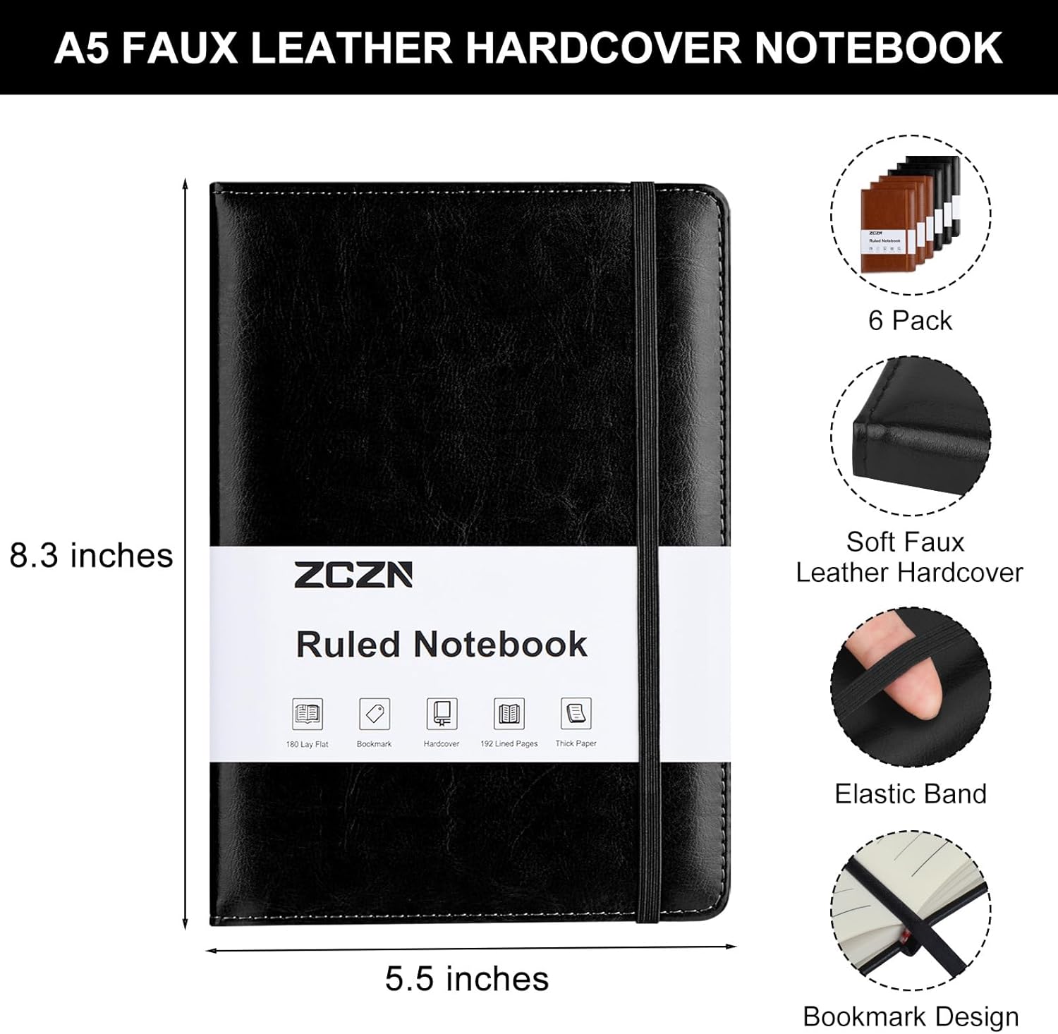 6 Pack Lined Journal Notebooks - Journal Leather Hardcover recension och pris