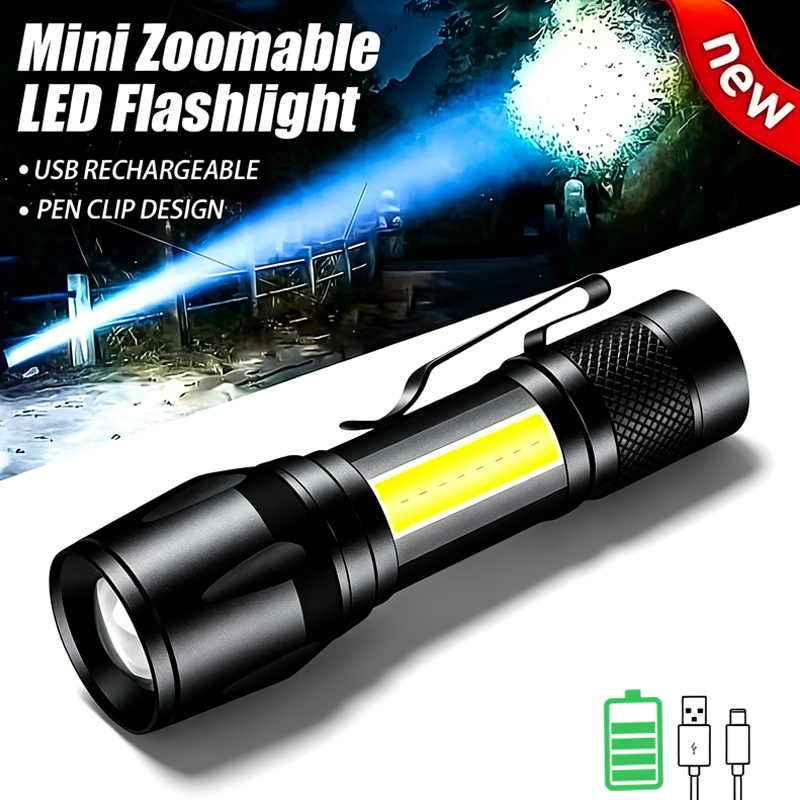 Mini LED Flashlight COB+XPE Po - Stationery Supply recension och pris