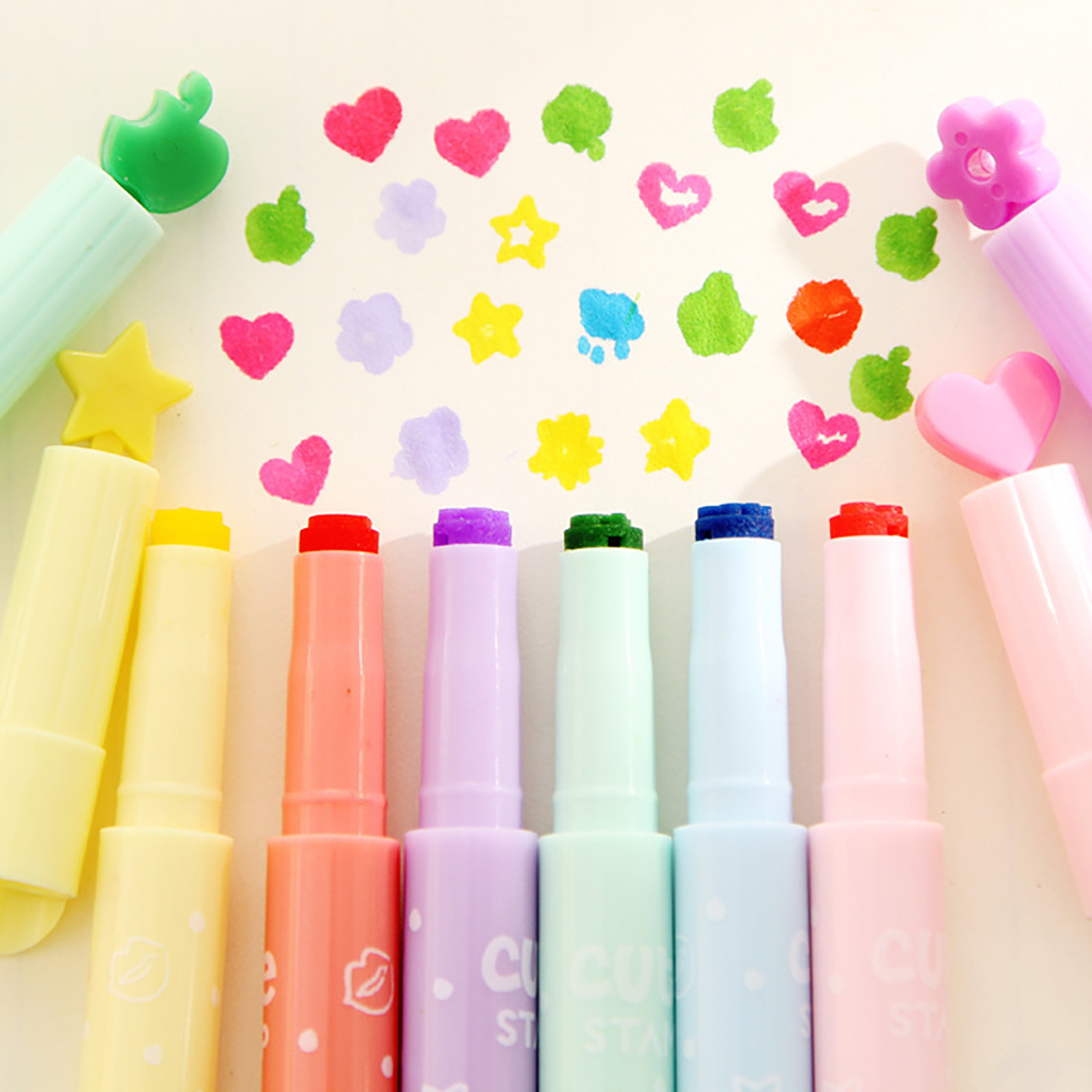 Fluorescent Cute Stamp Marker  - Highlighter Set Pastel recension och pris