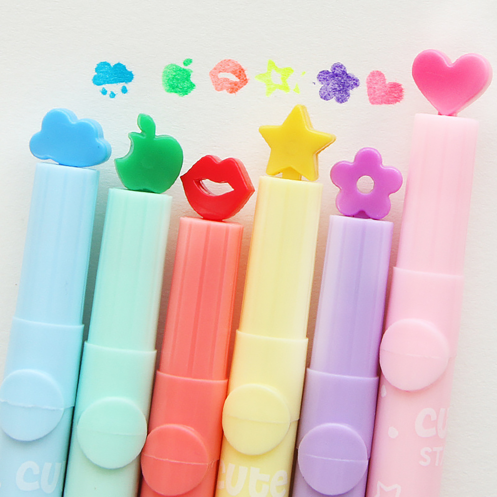 Fluorescent Cute Stamp Marker  - Highlighter Set Pastel recension och pris