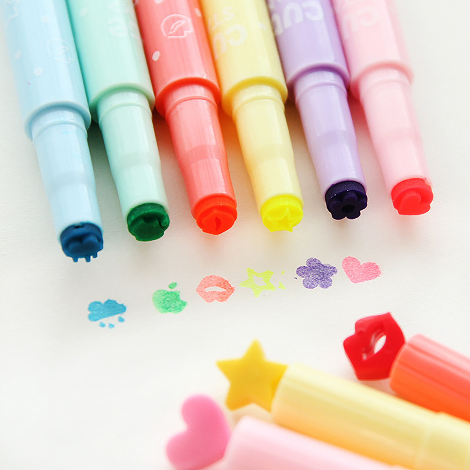 Fluorescent Cute Stamp Marker  - Highlighter Set Pastel recension och pris
