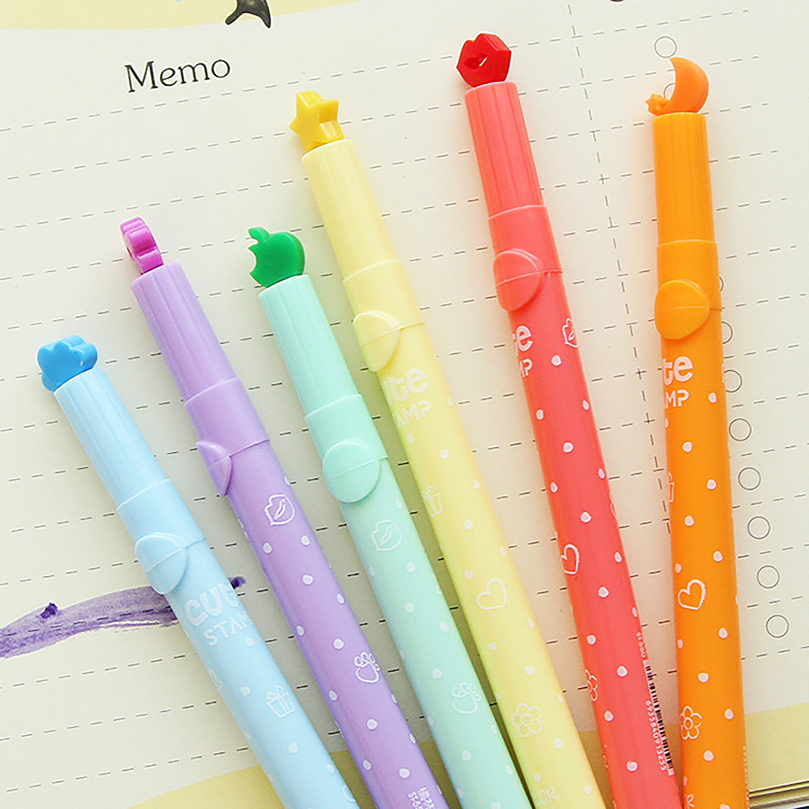 Fluorescent Cute Stamp Marker  - Highlighter Set Pastel recension och pris