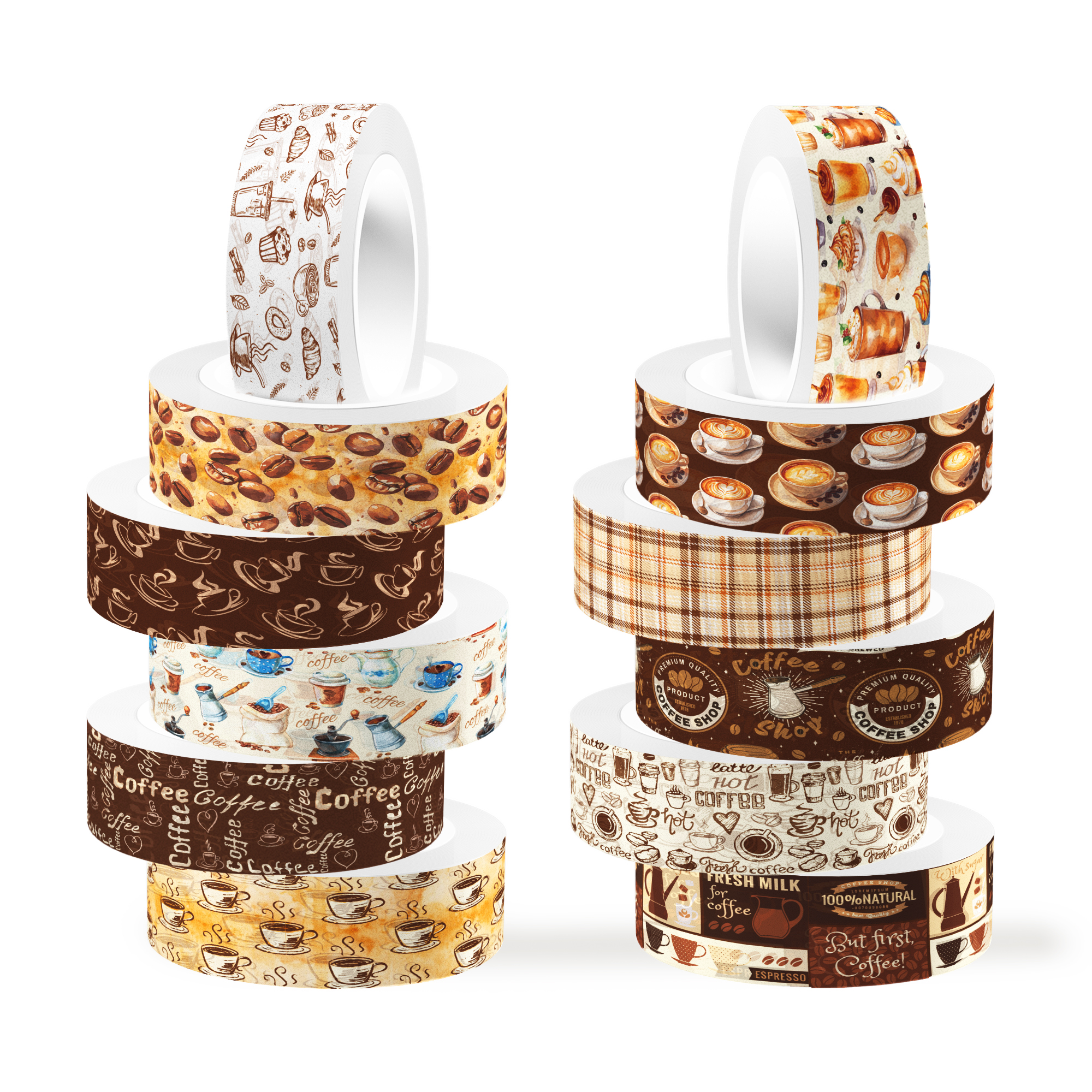 Vintage Coffee Pattern Washi T - Washi Tape Set recension och pris