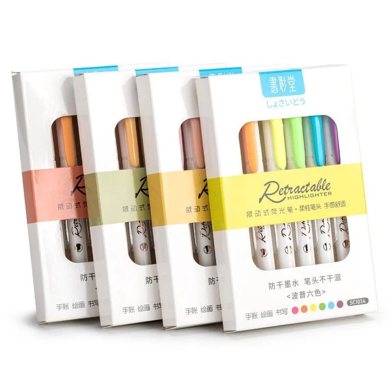 6Colors/set Morandi Retractabl - Highlighter Set Pastel recension och pris
