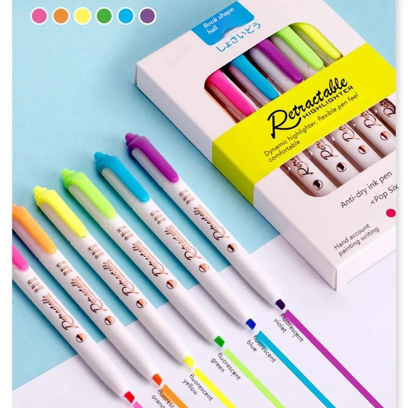 6Colors/set Morandi Retractabl - Highlighter Set Pastel recension och pris