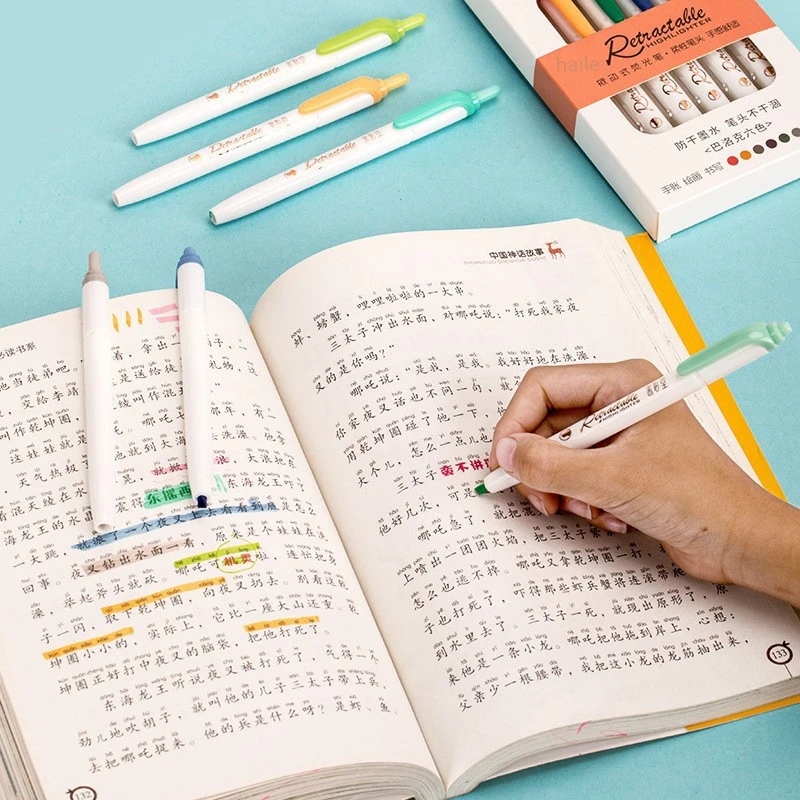 6Colors/set Morandi Retractabl - Highlighter Set Pastel recension och pris