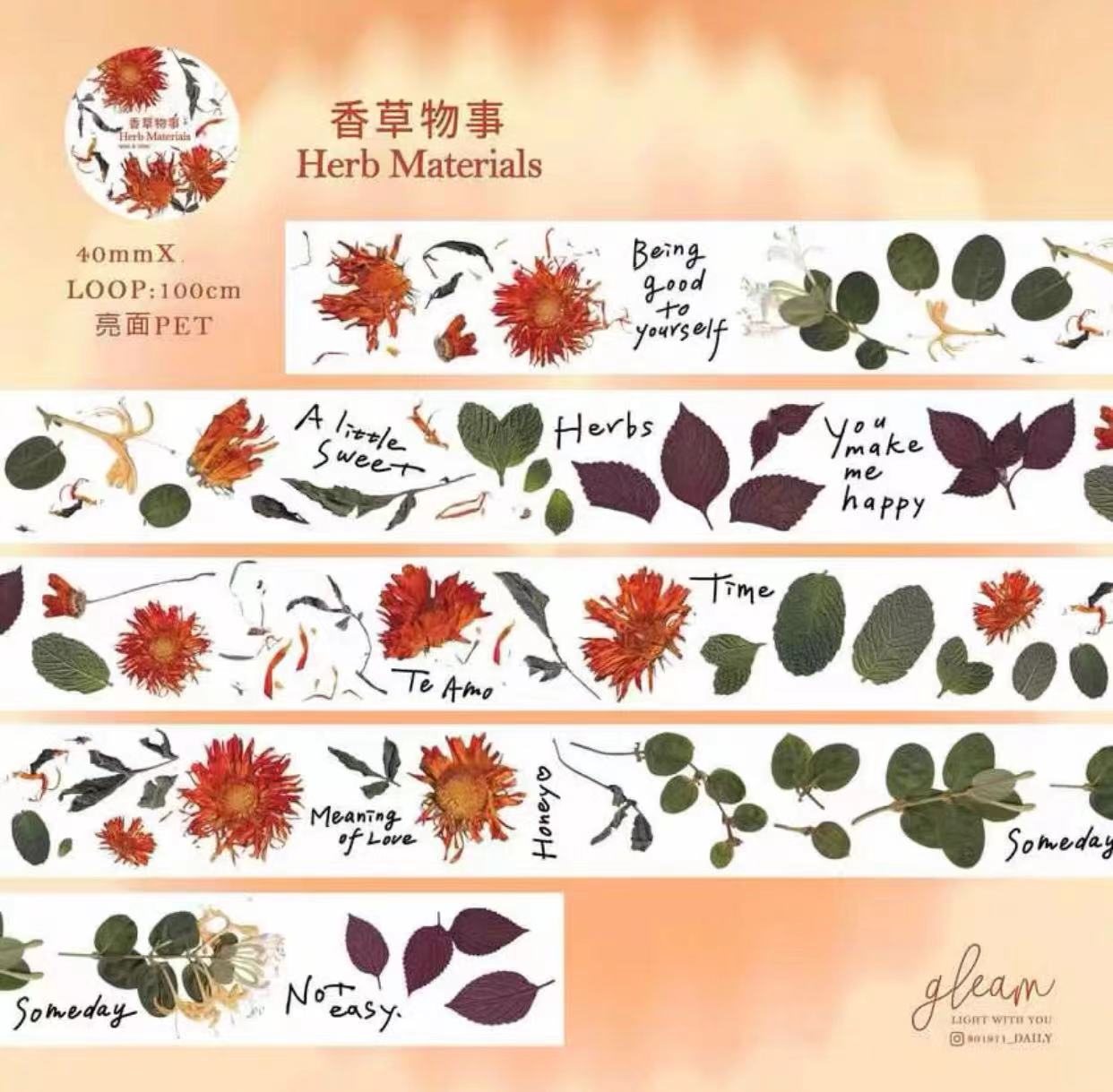Gleam Vintage Minerals Herb Ma - Washi Tape Set recension och pris