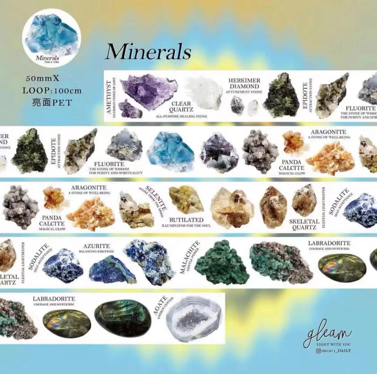 Gleam Vintage Minerals Herb Ma - Washi Tape Set recension och pris