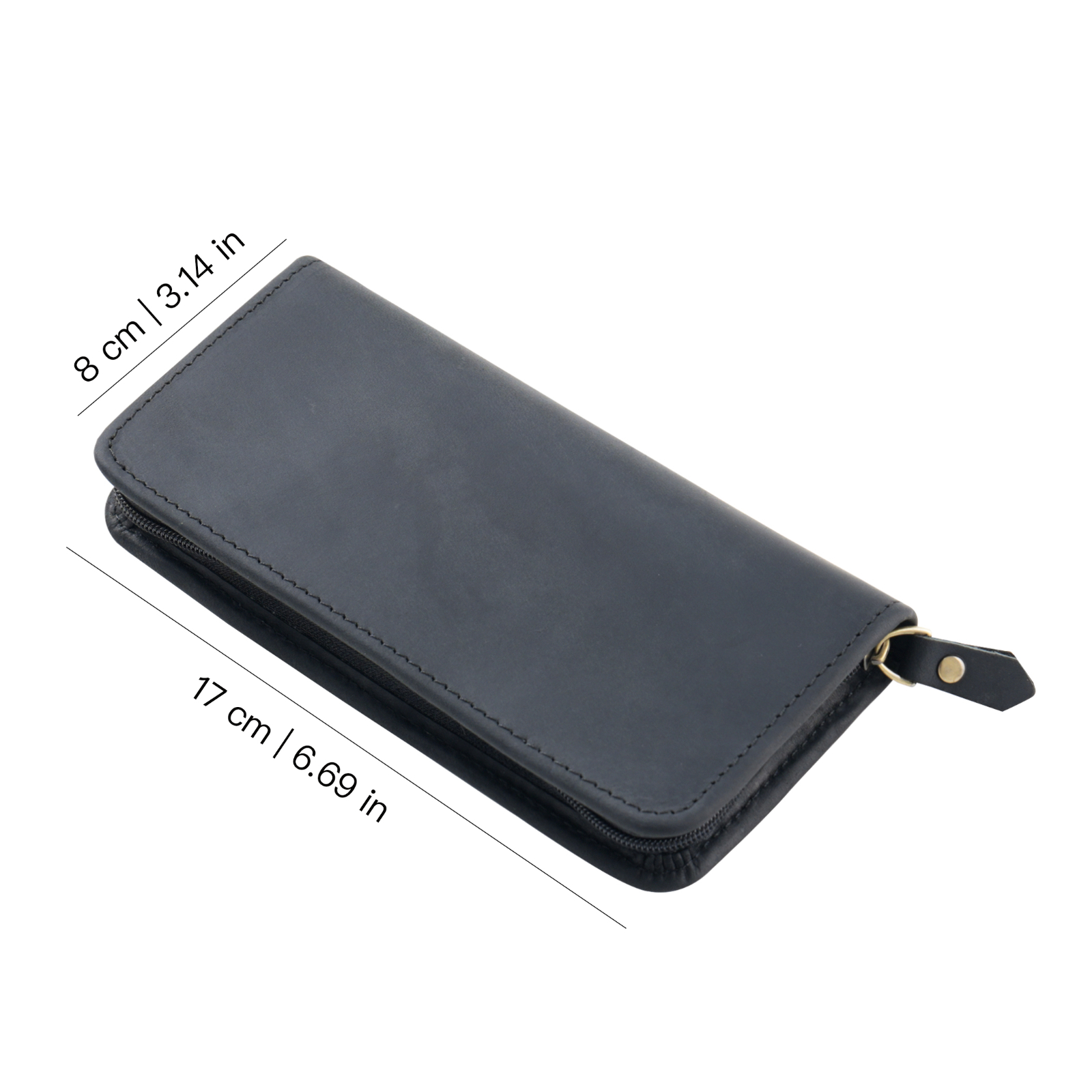 Genuine Leather Zipper Pencil  - Pen Pouch Roll recension och pris