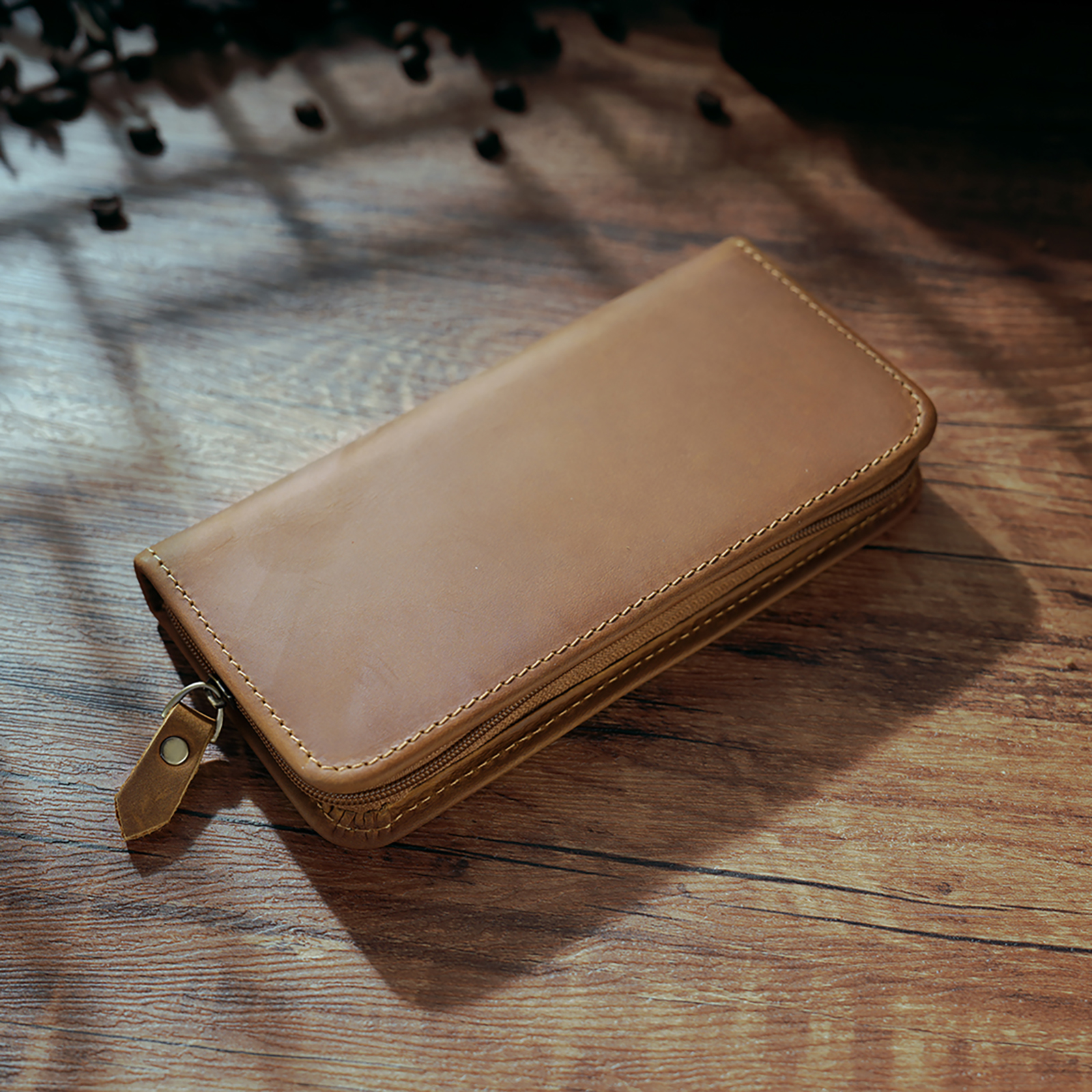 Genuine Leather Zipper Pencil  - Pen Pouch Roll recension och pris