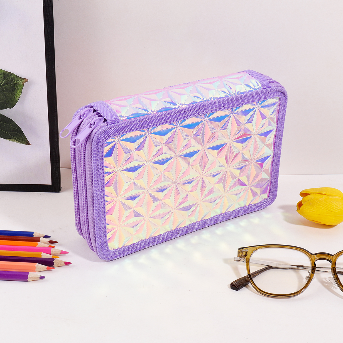 Y2K Purple Holographic Pencil  - Pencil Case Large recension och pris