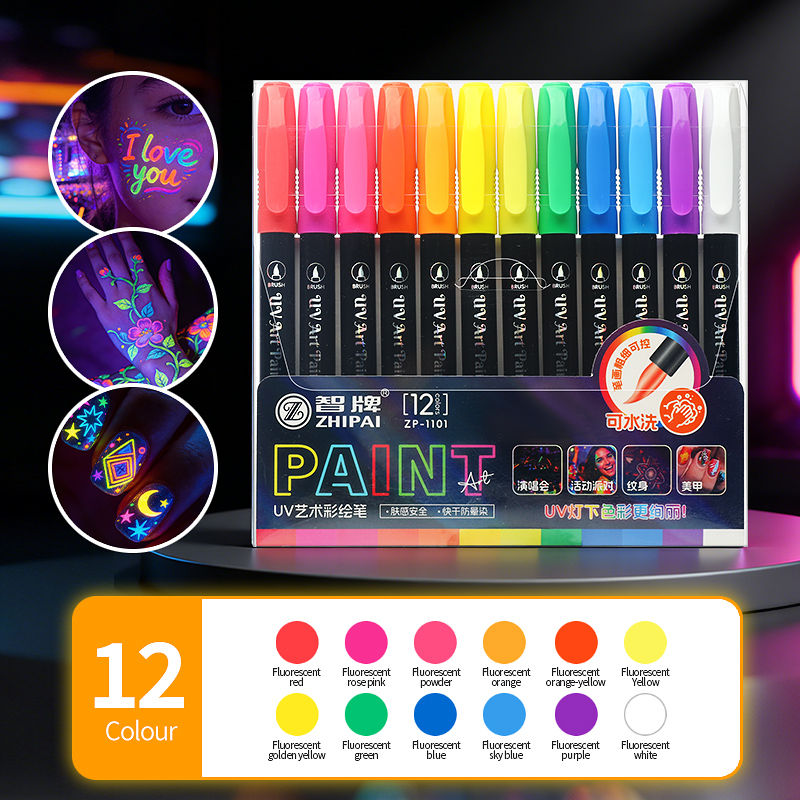 12Pcs UV Glow Paint Markers Se - Highlighter Set Pastel recension och pris
