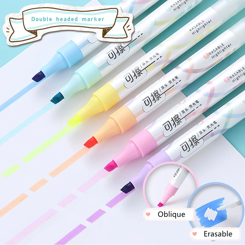 Set of 6 Colors Kawaii Erasabl - Highlighter Set Pastel recension och pris
