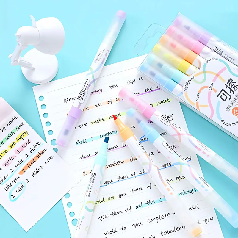 Set of 6 Colors Kawaii Erasabl - Highlighter Set Pastel recension och pris