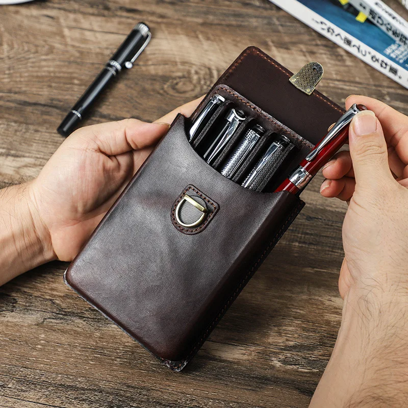Luxury Genuine Leather Handcra - Pen Pouch Roll recension och pris