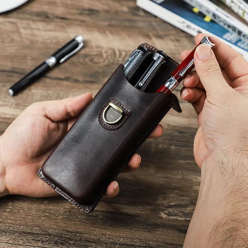 Luxury Genuine Leather Handcra - Pen Pouch Roll recension och pris